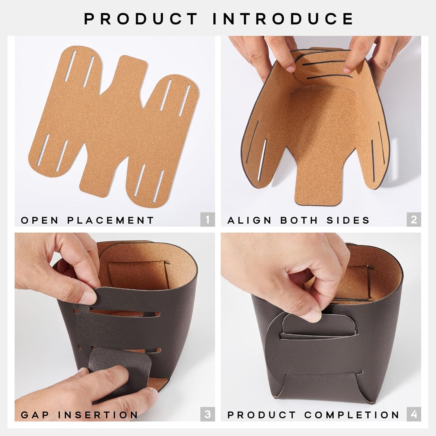 HOMIEAZICOZI 2-Pack Cork Leather Desk Accessories Storage - Pencil Pen Holder - Makeup Brush Holder Organizer - Stylish Addition to Home Decor (Coffee)