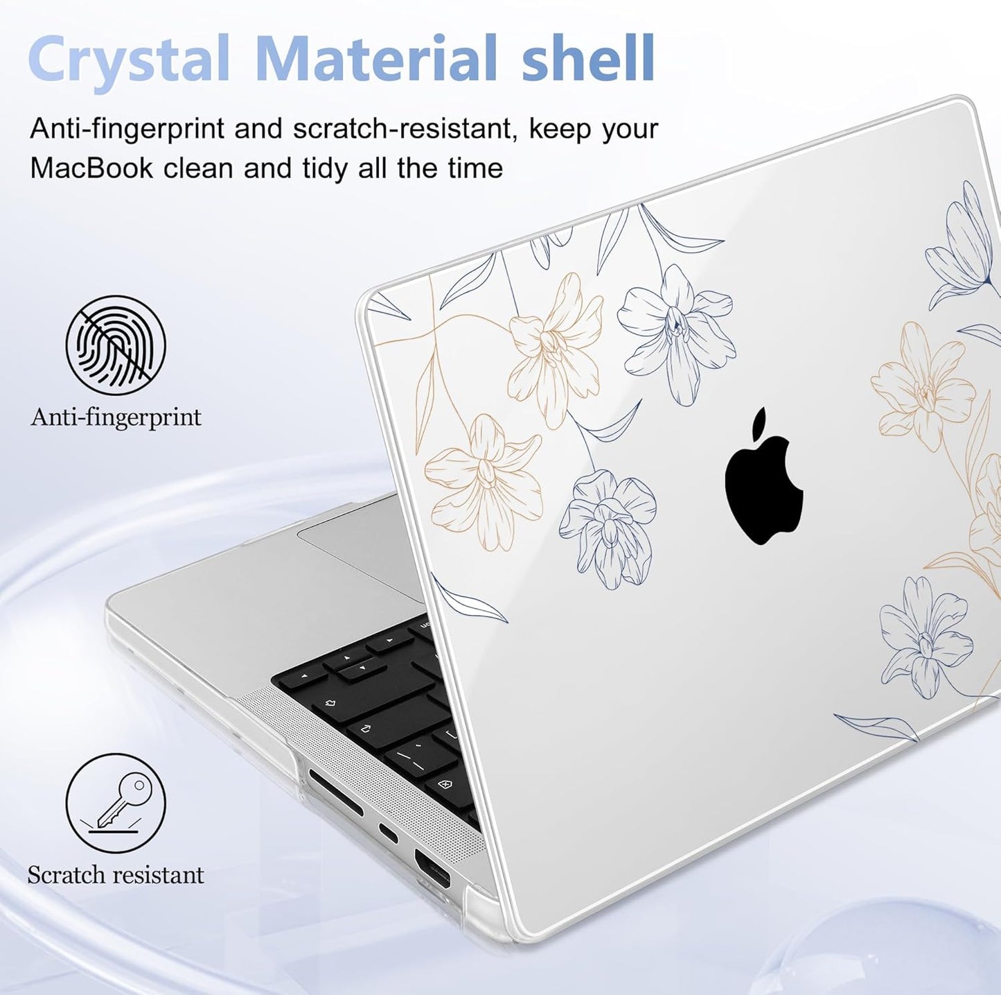 for MacBook Pro 16 inch Case 2021 2022 2023 2024 Release A3186 A3403 M4 A2991 M3 A2780 M2 A2485 M1 Pro/Max, Hard Shell Case with Screen Protector & Keyboard Cover, Floral