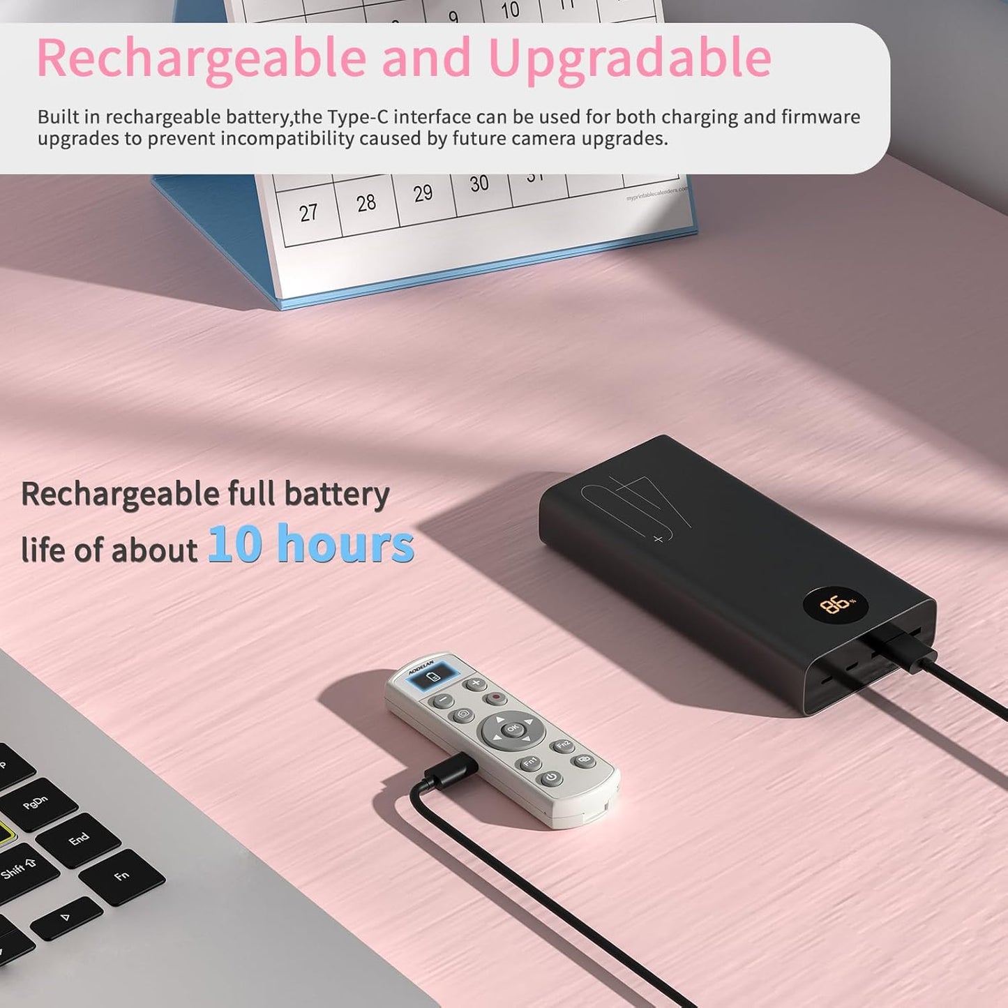 Rechargeable Shutter Release for Nikon AODELAN Wireless Camera Remote Control Compatible with COOLPIX P1000, P1100, P950, B600, A1000, Z50, Z30, Z fc, Z6 II, Z7 II,Z5, Replaces Nikon ML-L7(White)