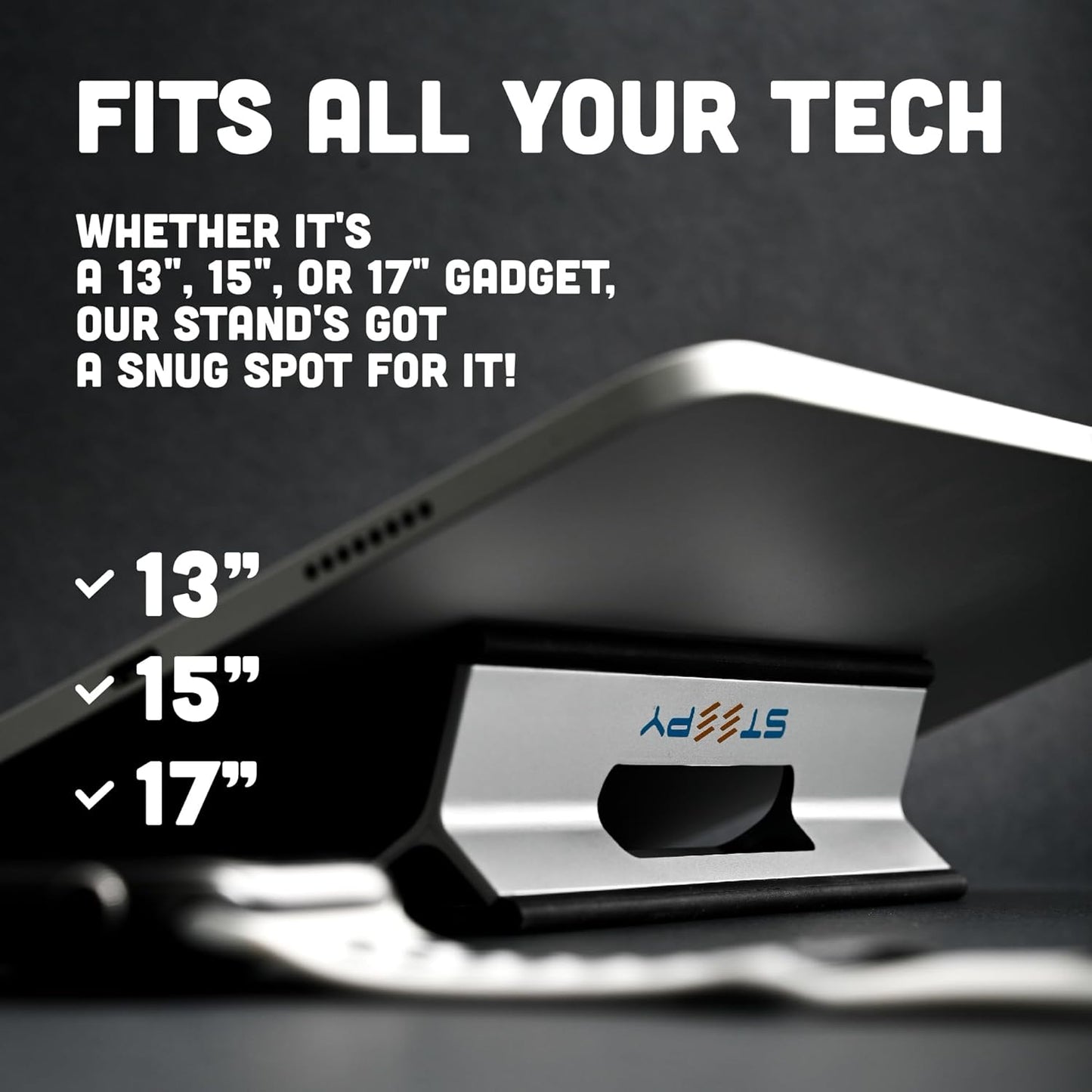 Steepy Portable Laptop Riser - 3 Height Adjustable Stand for Desk