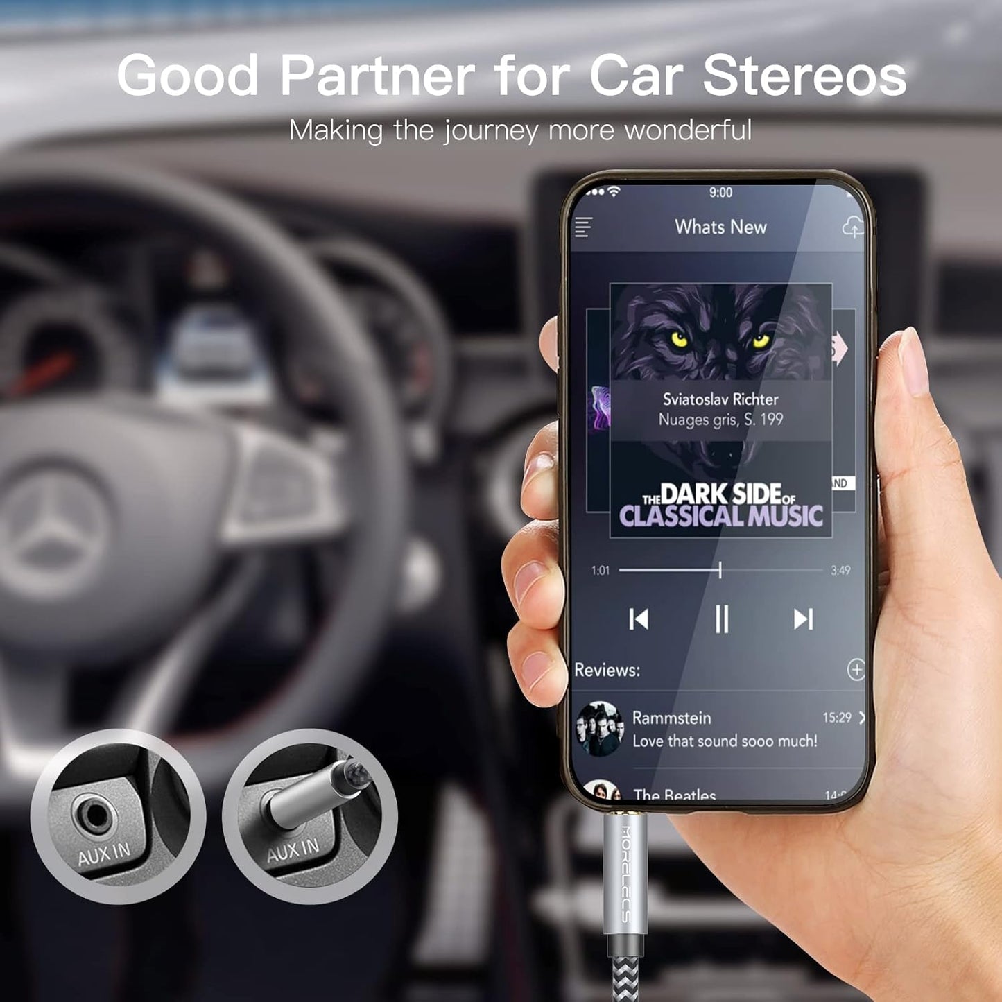 3.5mm Headphone Extension Cable 6ft, Nylon Braided Aux Cord Extender for Smartphones, Tablets, Media Players (No Mic Support)