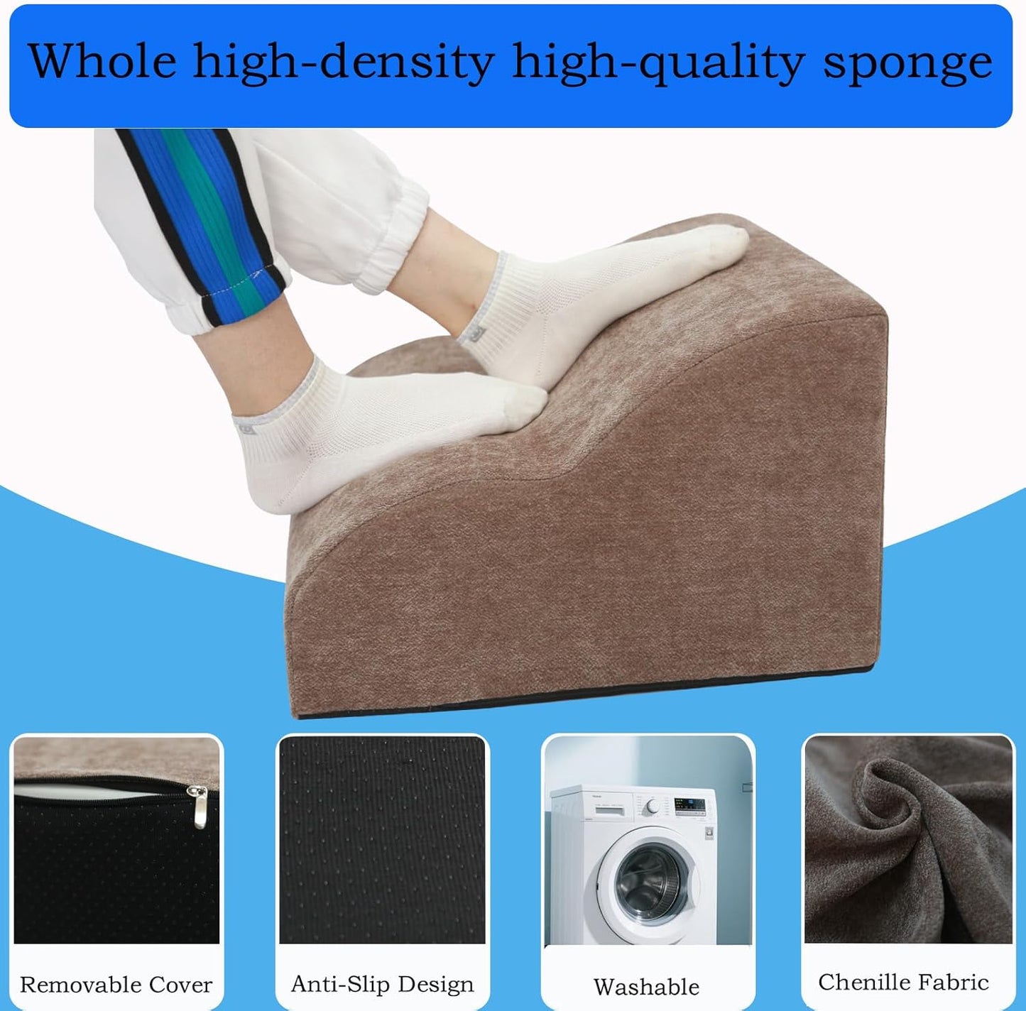 Foot Rest for Under Desk at Work.Multifunctional 3-Tier Foot Stool,with Washable Footrest.for Under Desk,Office Chair Gaming Chair & Sofa,Leg Elevation Pillow,Supports Posture-Brown