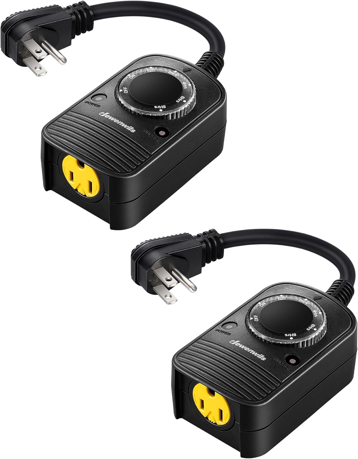 DEWENWILS Outdoor Timer for Lights, Dusk to Dawn Sensor for Electrical Outlet, Weatherproof Light Timer for Christmas, Halloween, 10A, 1/2 HP, UL Listed, 2 Pack