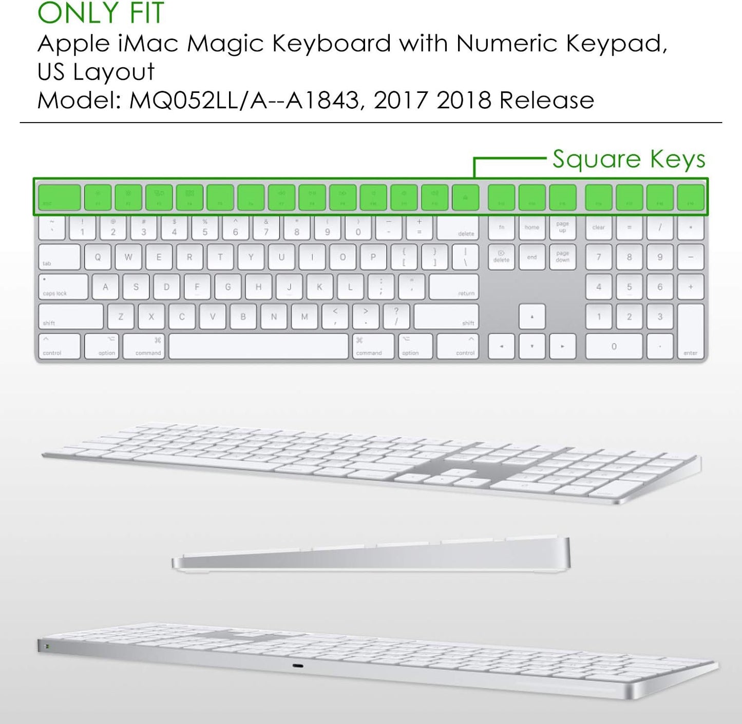 Allinside Rainbow Cover for Apple iMac Magic Wireless Keyboard with Numeric Keypad MQ052LL/A A1843 US Layout