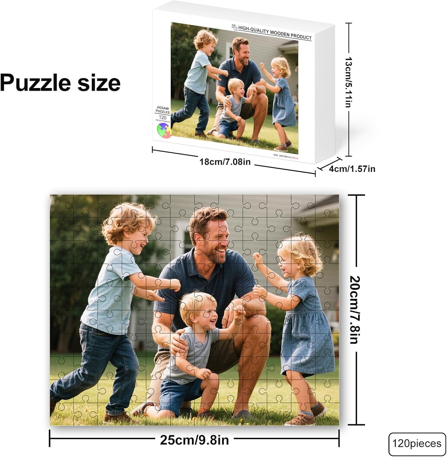 Custom Puzzle from Photos, Personalized Photo Puzzle 35/70/120/500/1000 Pieces with Picture and Text, Personalized Gifts for Family, Wedding, Kids, Dad, Pet, Unique Couple Gifts