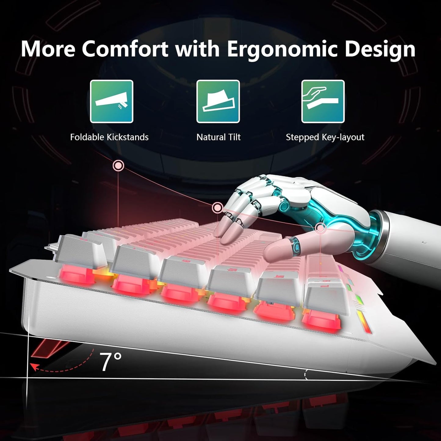 AULA Gaming Keyboard, T102 104 Keys Keyboard and Mouse Combo, USB Wired Computer Keyboards Mechanical Feel Full Size, RGB Backlit for PC/Laptop Gaming or Working/Office (White)