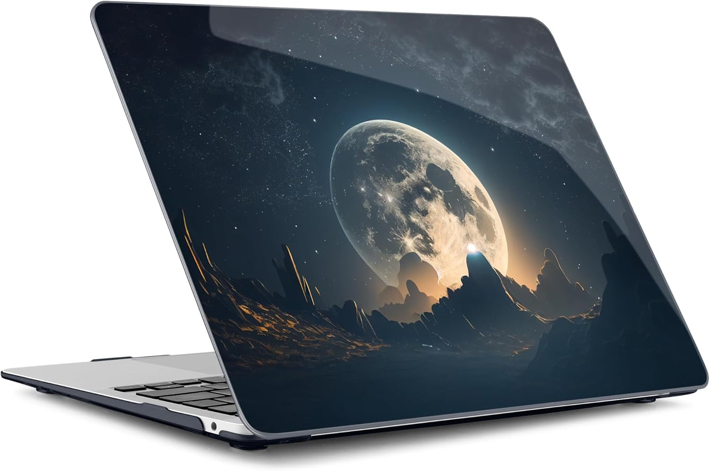 Batianda Case for M1 MacBook Air 13 Inch Model A2337 A2179 A1932 2021 2020 2019 Release,3D Painted Creative Series Design Hard Shell with Keyboard Cover & Screen Protector, Moon in Sky