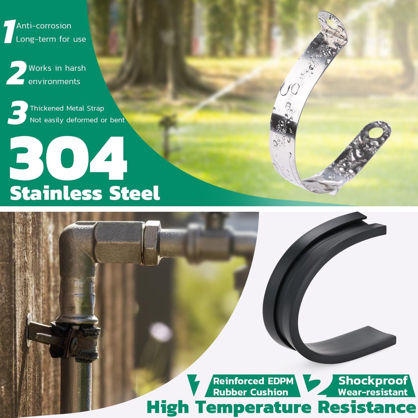 72PCS Stainless Steel Cable Clamp,Rubber Coated Cushioned Insulated Cable Clamps Assortment Kit-Metal Wire Clamps,Cable Clips,Pipe Clamps