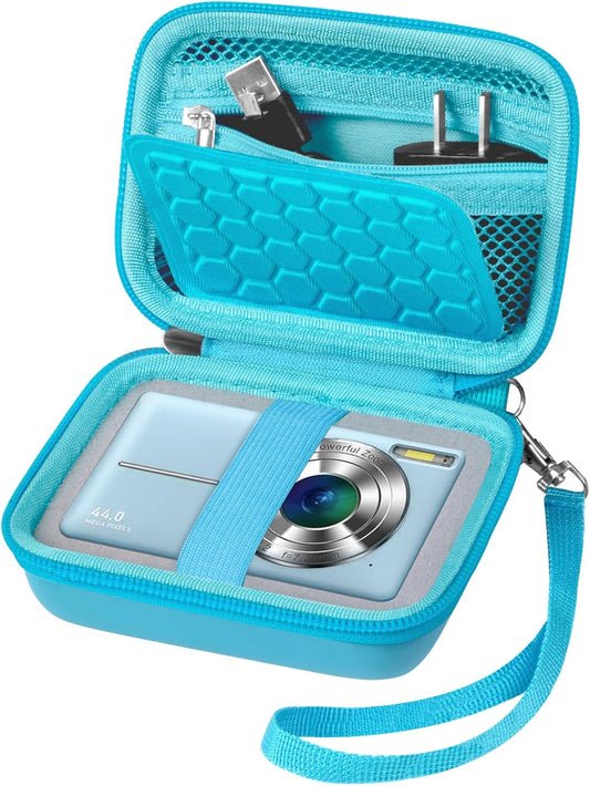 Carrying & Protective Case for Digital Camera, AbergBest 21 Mega Pixels 2.7" LCD Rechargeable HD/Kodak Pixpro/Canon PowerShot ELPH 180/190 / Sony DSCW800 / DSCW831 Cameras for Travel - Sky Blue
