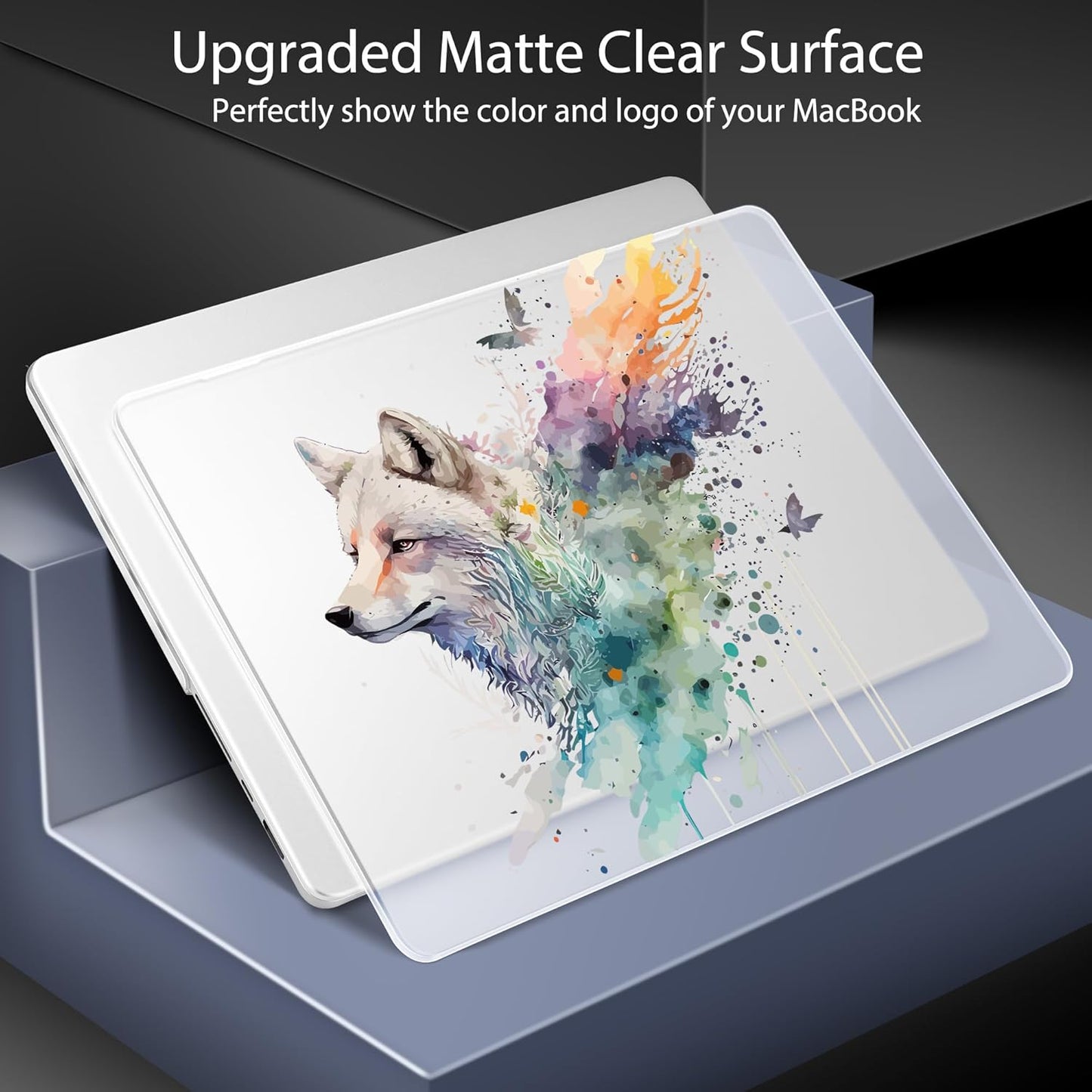 for MacBook Pro 16 inch Case 2021 2022 2023 2024 Release A3186 A3403 M4 A2991 M3 A2780 M2 A2485 M1 Pro/Max, Hard Shell Case with Screen Protector & Keyboard Cover, Wolf