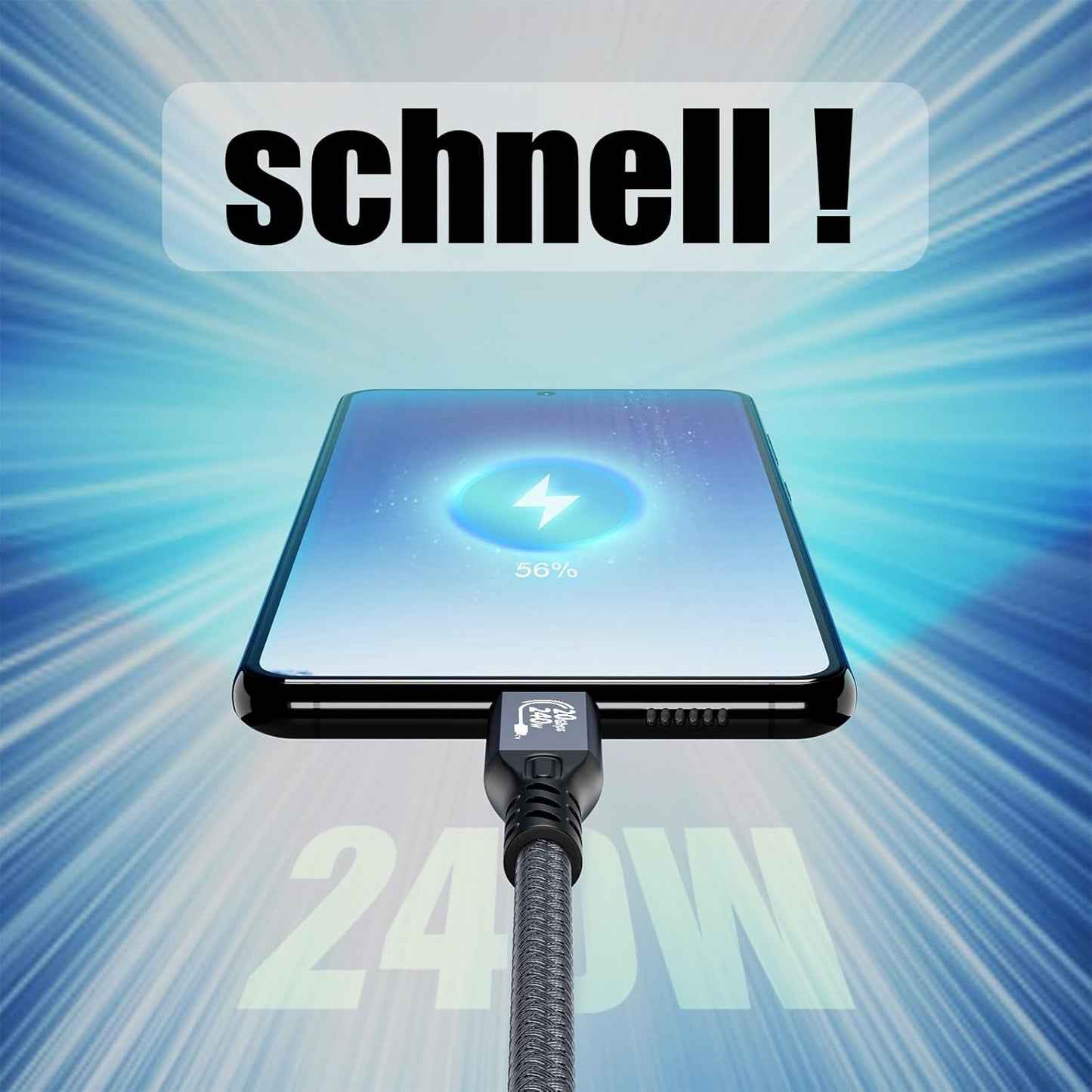 CABLEDECONN USB C 3.2 Gen-2 Extension Cable 0.5M 1.6FT Thunderbolt 3 240W Fast Charging Cable Male to Female Data Transfer 20Gbps 48V/5A Type-C Cable 4K Video Output Compatible with MacBook