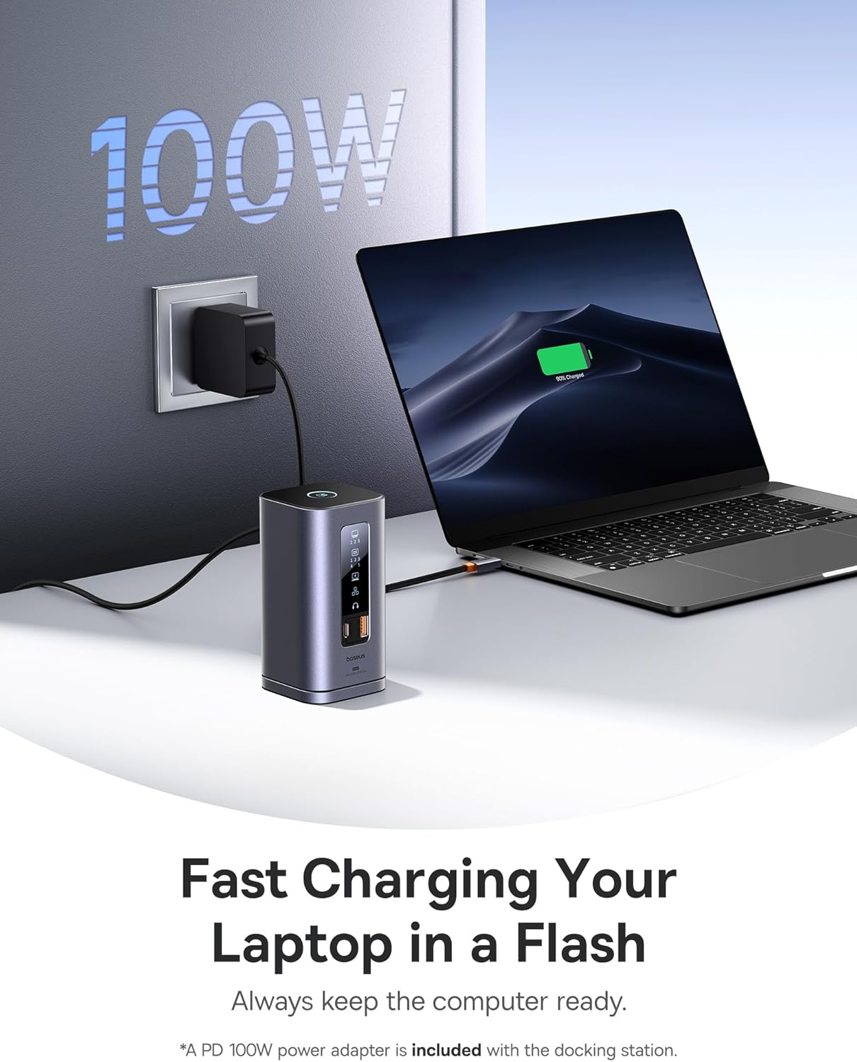 Baseus Laptop Docking Station, 11 in 1 Triple 4K Display HDMI/DP, 10Gbps USB A/C Fast Data, PD 100W, Ethernet, Audio, USB C Docking Station for Windows/Dell/HP/Lenovo/Asus/Acer/Mac (Include Charger)