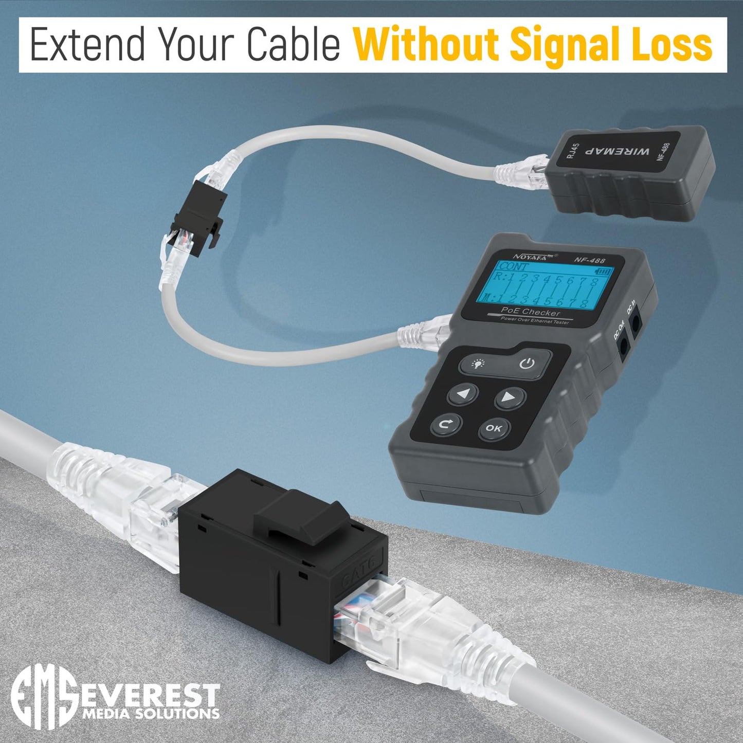 Everest RJ45 CAT6 Keystone Coupler (48-Pack) - Black Ethernet Connectors