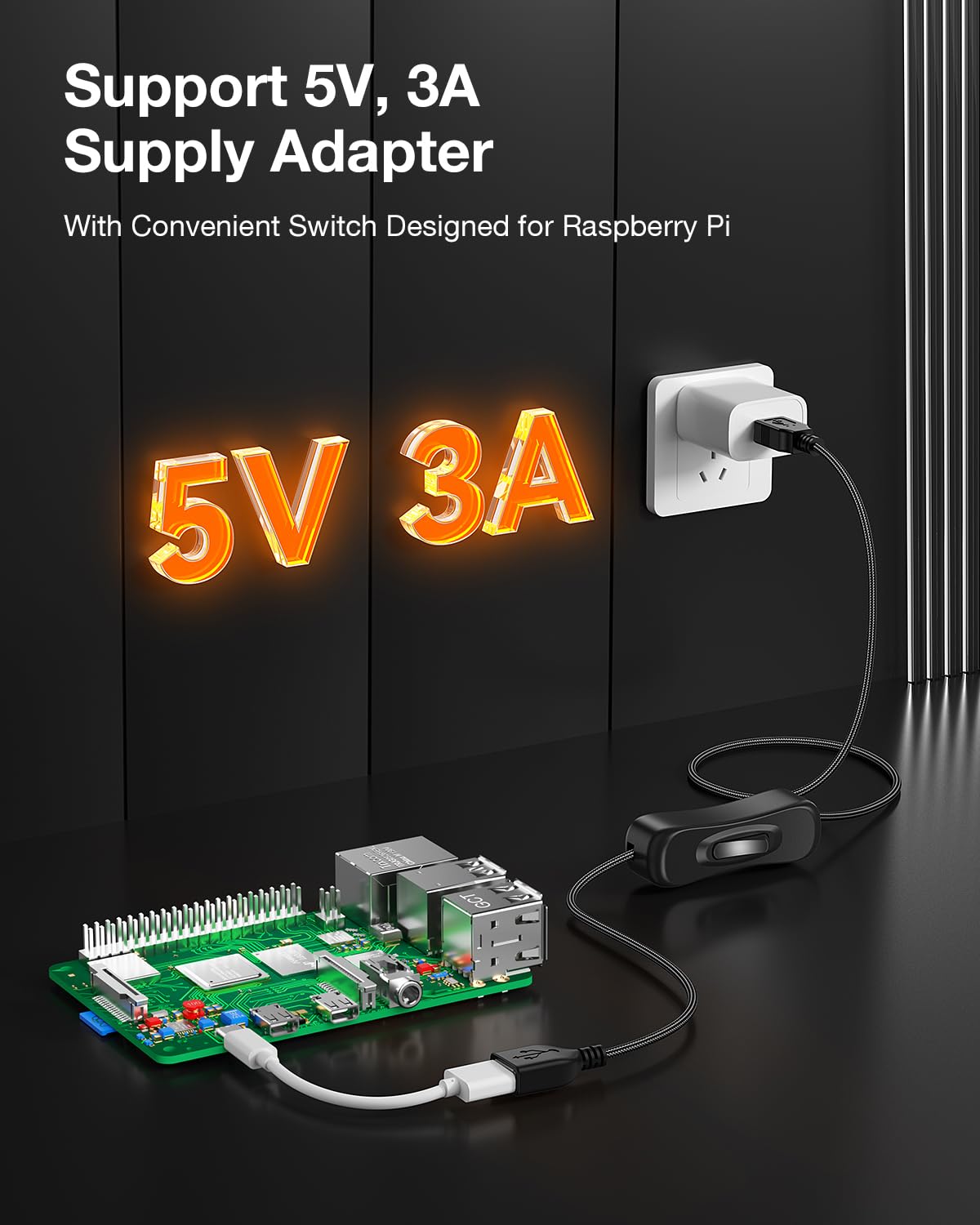 ANDTOBO USB Switch Extension Cable, (Upgraded Data + Power) USB Extension Cord with On/Off Power Switch Cable for LED Strips, iOS System, etc- 3.3 FT