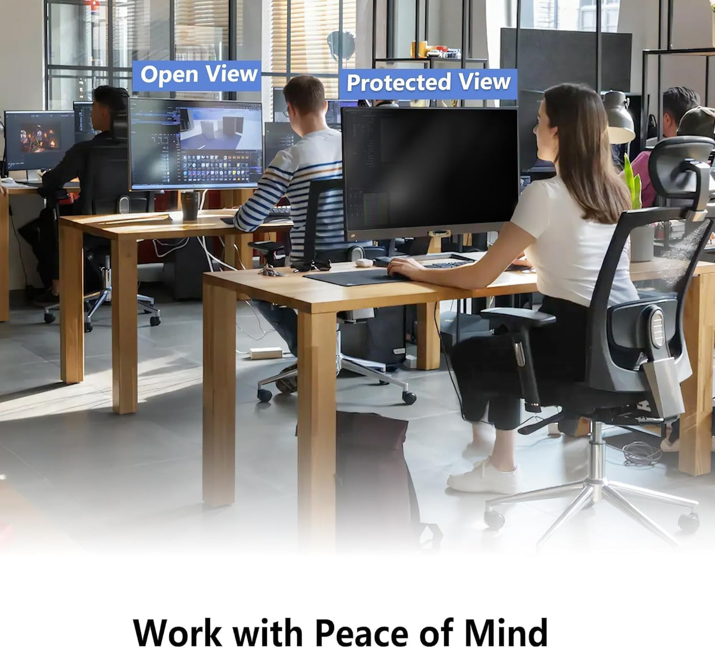 Hanging Computer Privacy Screen Protector Shield Compatible for 21.5/22 Inch Widescreen Desktop Monitor - Anti Glare & Blue Light Filter - Hanging Design for Easy On/Off