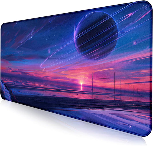Anime Landscape Mouse Pad, Oversized Gaming Desk Pad, Space Planet Computer Mouse Pad, XXL Laptop Mouse Keyboard Pad, 35.4 x 15.7 x 0.12 Inch Office Desk Decoration