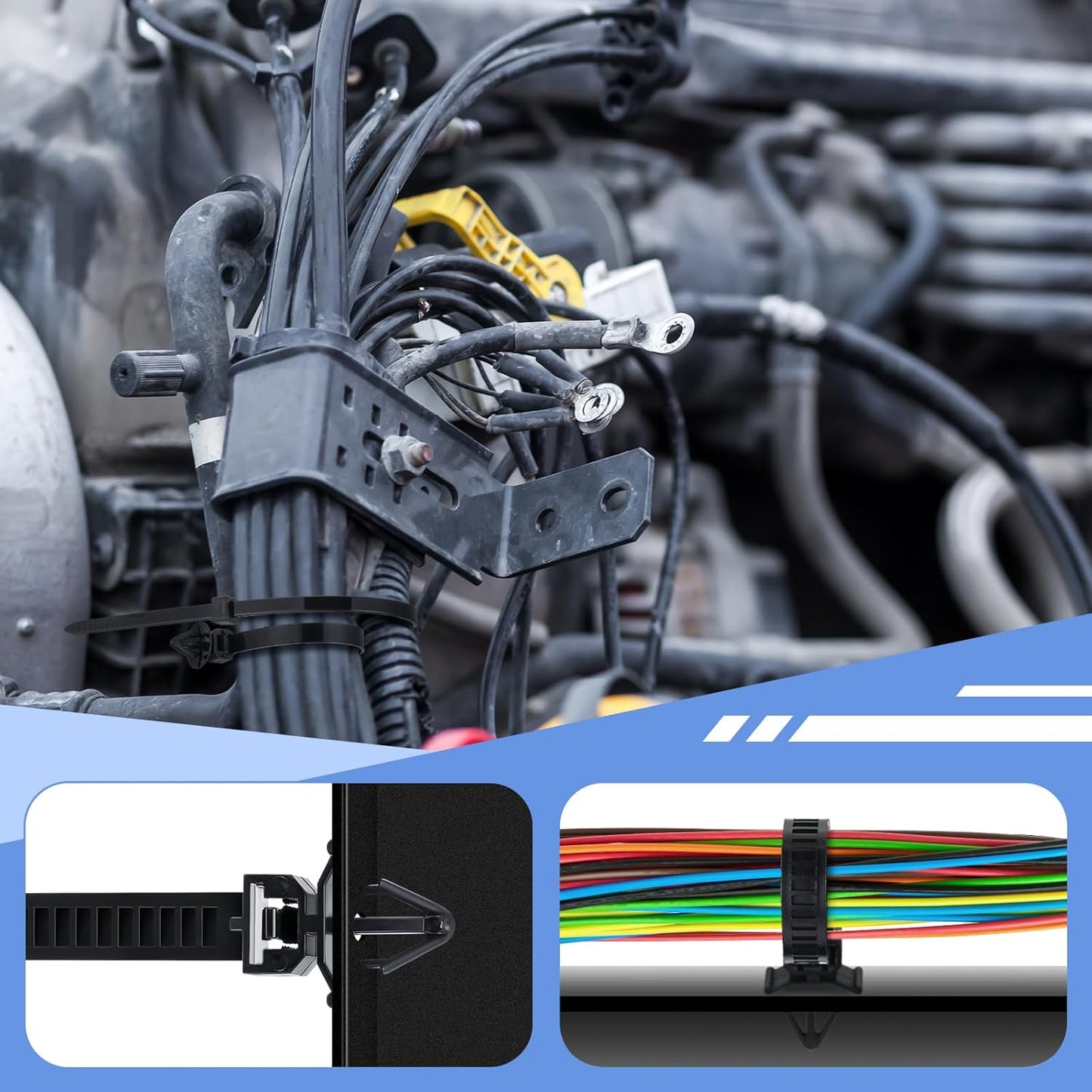 200pcs Car Wire Loom Routing Clips Push Mount Cable Tie Assortment 15 Sizes Car Harness Routing Clips Universal Wiring Harness Clip Replacement Parts for Automotive