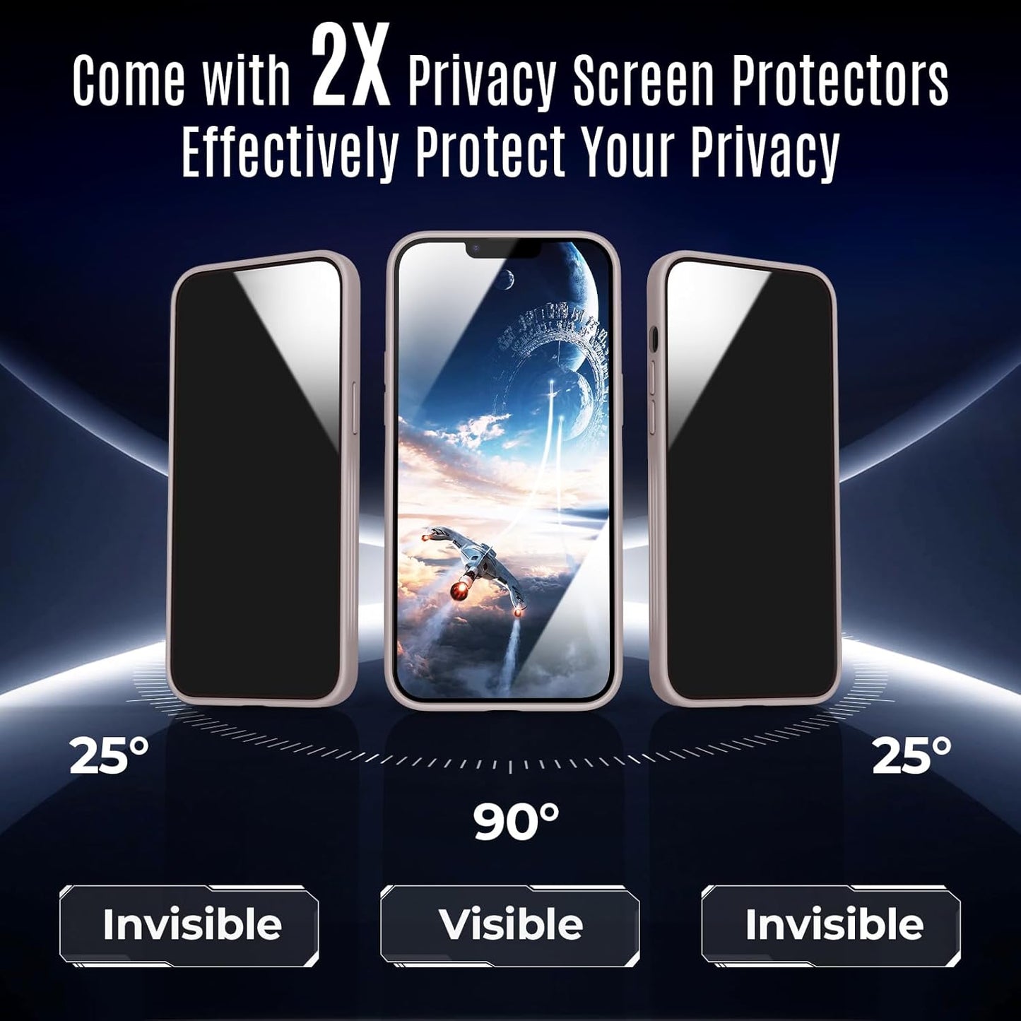 Designed for iPhone 13 Case, Compatible with MagSafe, with Privacy Screen Protectors X2, [Camera Protection] [15FT Military Drop Protection] Shockproof Phone Case, 6.1", Natural Titanium