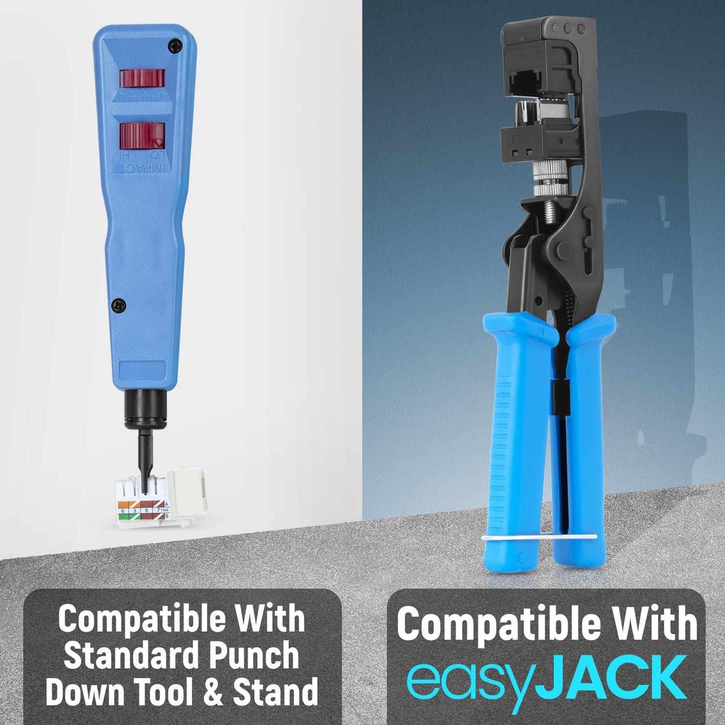 Everest 90° Angled RJ45 Cat6 Keystone Jacks 100-Pack in White - Slim Profile Female RJ45 Connectors - Cat 6 Keystone Jack - Compatible with 90° Angled Speed Termination Tool - easyJACK (B094WB91H3)