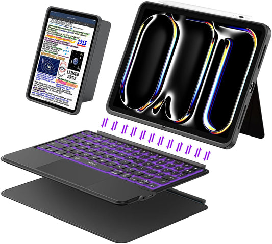 iPad Pro 13 inch Case with Keyboard (M4 2024), Flex Magnetic Detachable Backlit Keyboard for iPad Pro 13, Larger Multi-Trackpad, Landscape/Portrait, 160° Adjustable Stand, Slim Protective Case (Black)