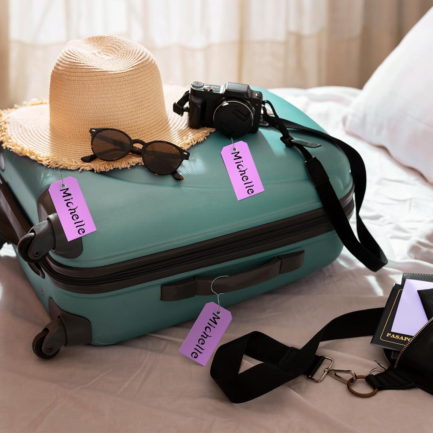 100 Plastic Shipping Tags - Waterproof, Durable, Light Purple, 4 3/4" x 2 3/8"