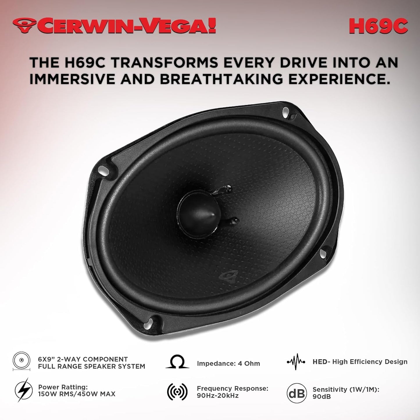 CERWIN-VEGA! HED 2025 Edition – 6" x9” 2-Way Coaxial Full Range Speaker System- H69C