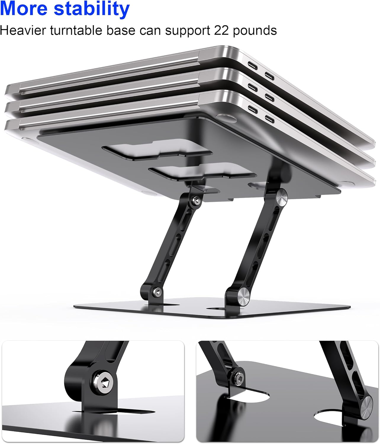 Adjustable Laptop Stand,Ergonomic Foldable Notebook Computer Holder.Compatible with MacBook iPad Dell HP Lenovo ThinkPad Acer ASUS Samsung and More 10-17" Laptops Tablets,Black