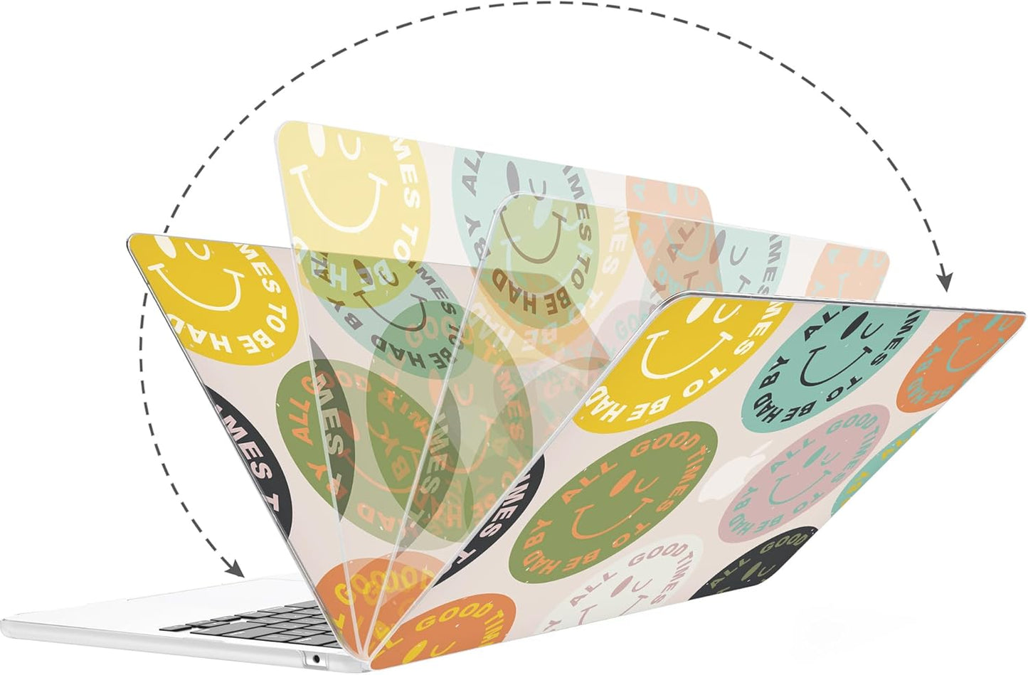 G JGOO Compatible with MacBook Air 13 inch Case 2025 2024 2023 2022 M4 A3240 M3 A3113 M2 A2681, Plastic Hard Shell for MacBook Air 13.6 inch Case + Keyboard Cover + Screen Protector, Colorful Face