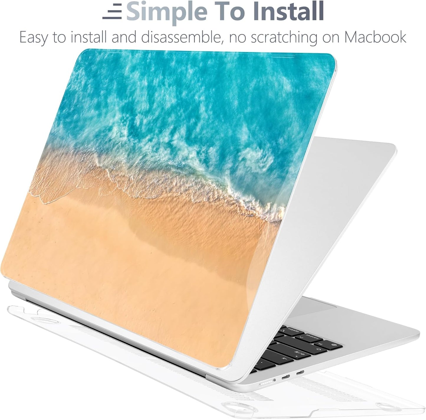 Batianda Premium Case for New MacBook Air 15 inch 2025 M4 2024 2023 with M3 M2 Chip Model A3114 A2941, Designed Protective Plastic Hardshell & Keyboard Cover & Screen Protector, Beach