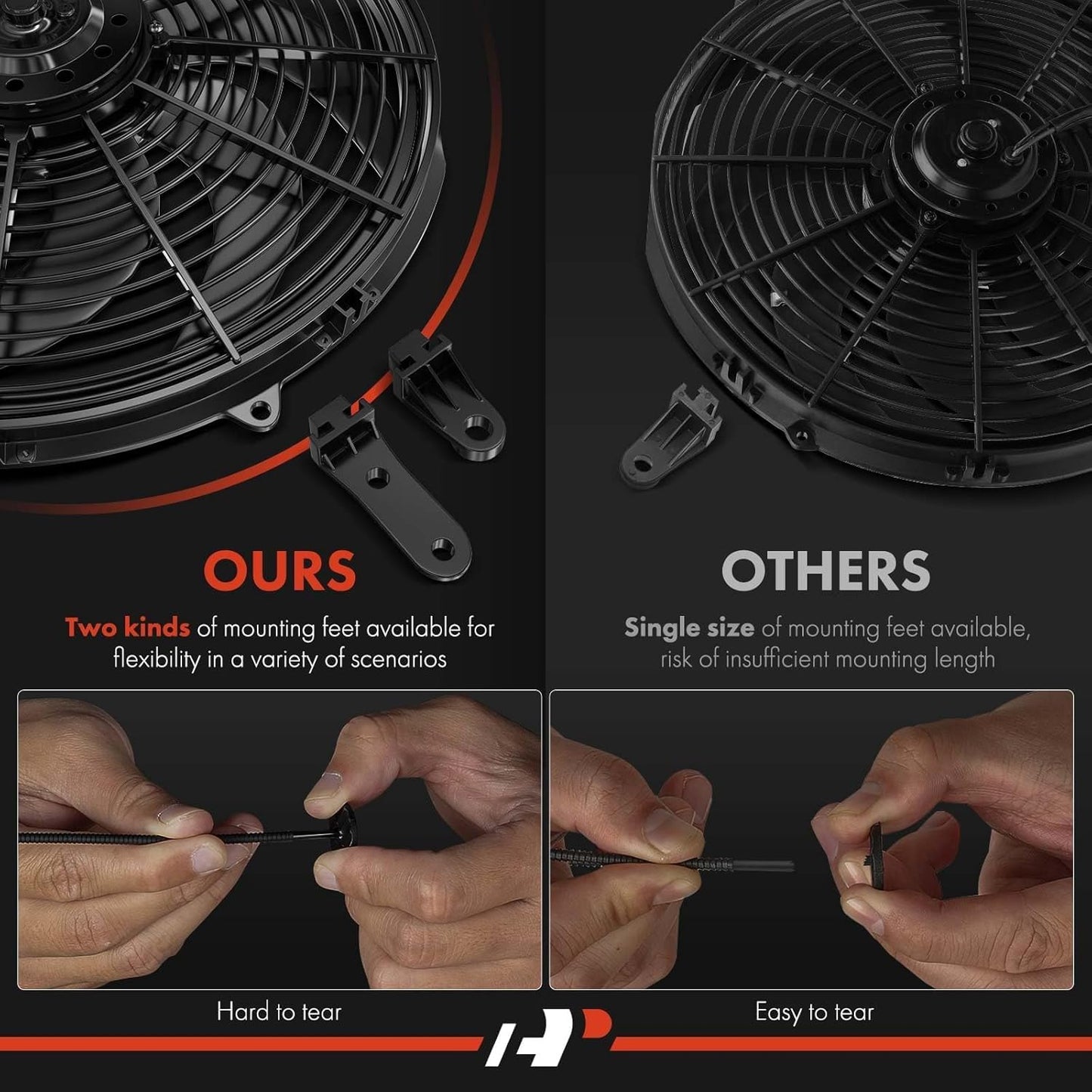 A-Premium 14'' 14 inch Slim Fan Pull Universal Electric Radiator Cooling Fan Assembly, 12V 90W with Mount Kit