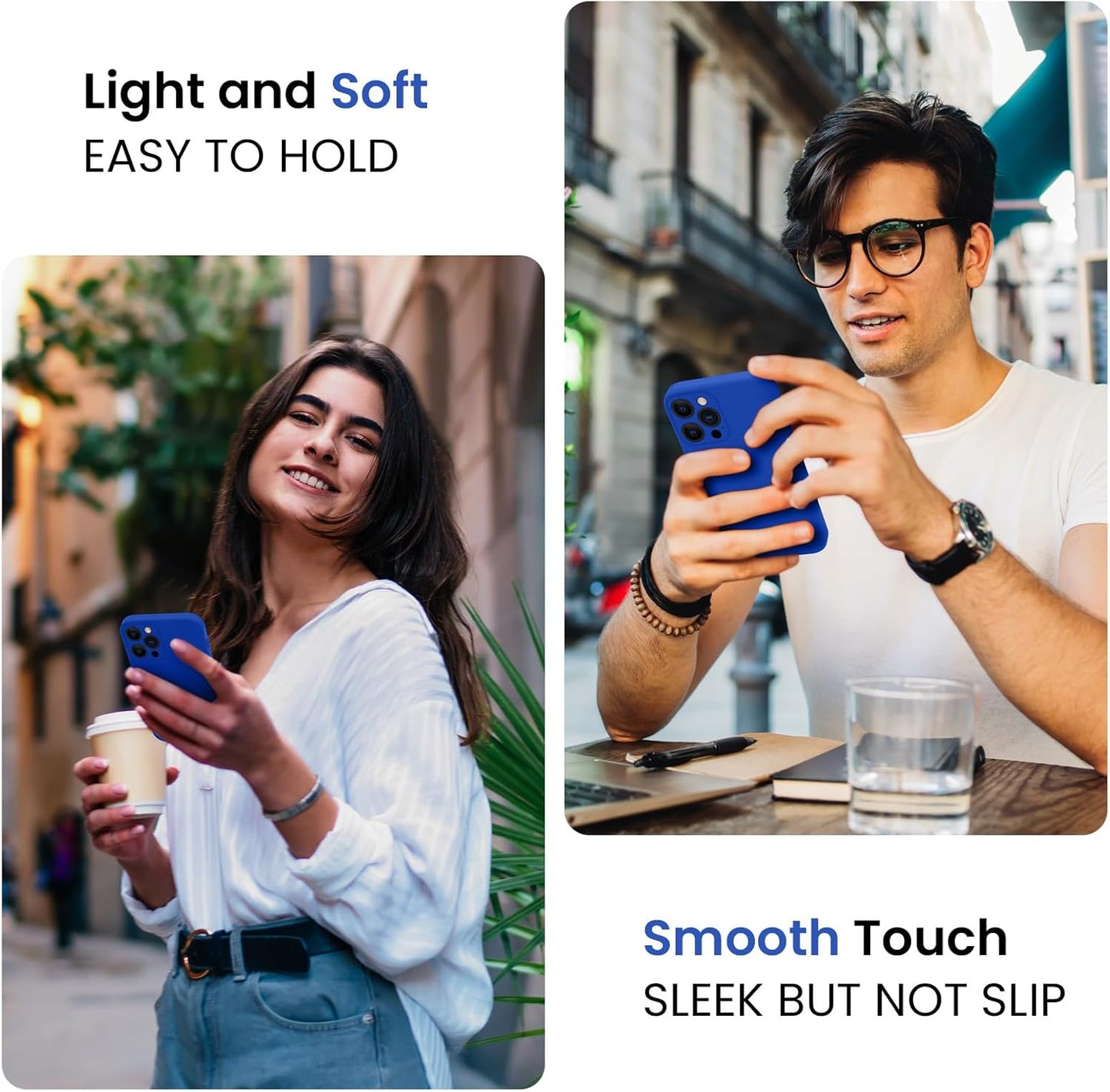 FireNova for iPhone 14 Pro Case, Silicone Upgraded [Camera Protection] Phone Case with [2 Screen Protectors], Soft Anti-Scratch Microfiber Lining Inside, 6.1 inch, Klein Blue