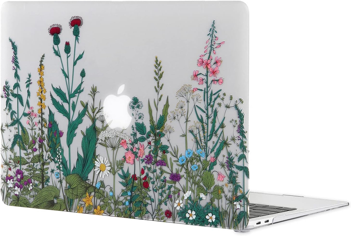 Case for MacBook Pro 13 inch M2 M1 A2338 A2289 A2251 A2159 A1989 A1706 2023-2016 Release with Touch ID, 6 in 1 Matte Clear Shell&Keyboard Cover&Screen Protector&Webcam Cover, Garden Flower