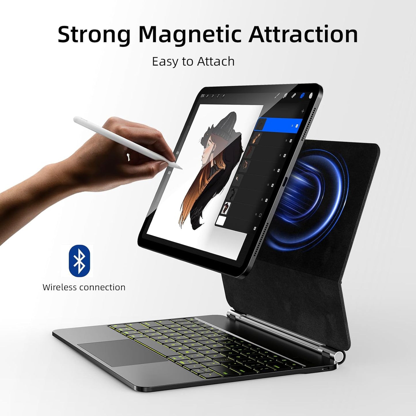 for iPad Air 13 inch case Keyboard M3 2025 & M2 2024,Magic Keyboard for iPad Pro 12.9 (6th,5th,4th,3rd Gen),Magnetic Attach,Multi-Gesture Trackpad,7-Color Backlit,Shortcut Keys,Black