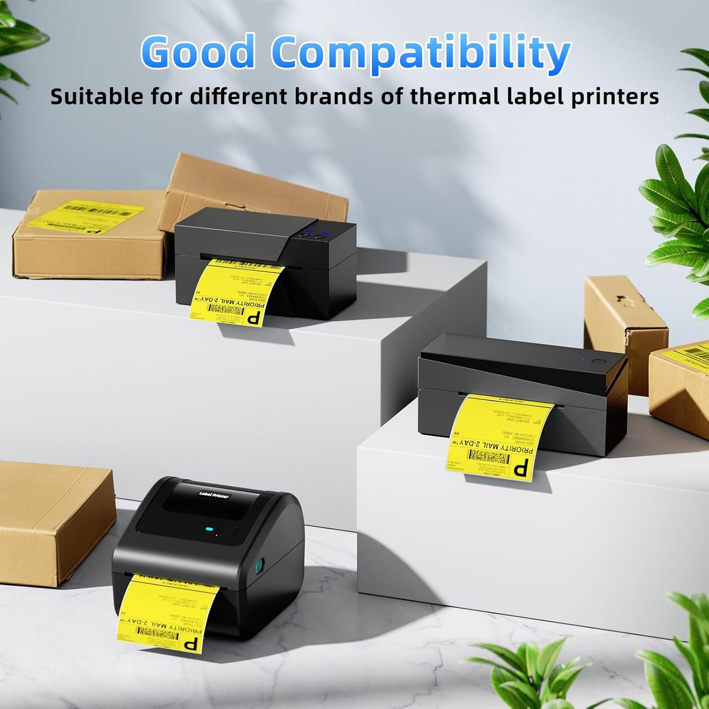 4x6 Thermal Labels, 1 Packs of 500 4x6 Fold Labels Yellow - Compatible with JADENS, ASprink, Phomemo, Rollo, Zebra, Omezizy and Other Thermal Printers