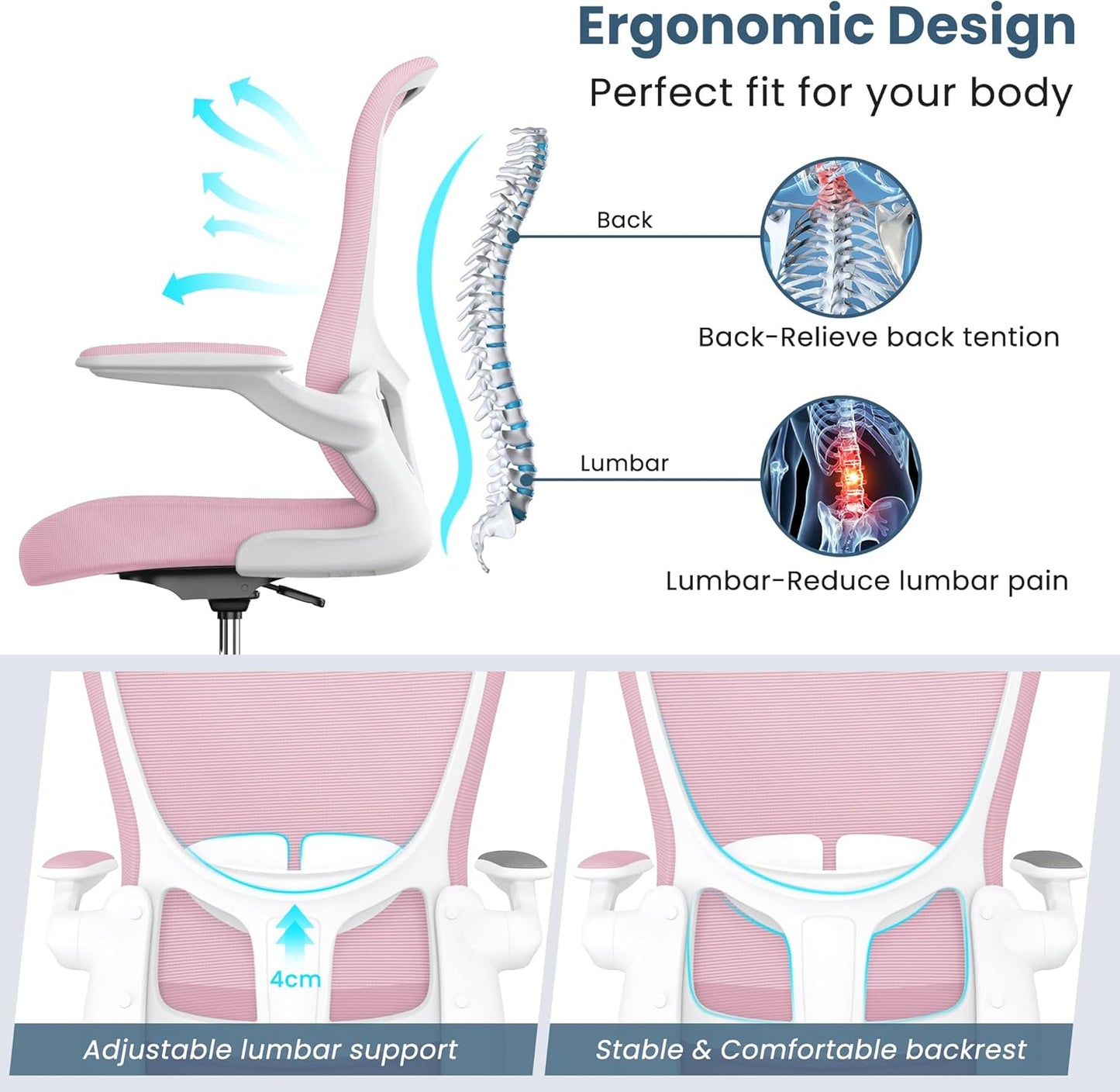 Drafting Chair, Tall Office Chair with Flip-up Armrests Executive Ergonomic Computer Standing Desk Chair, Office Drafting Chair with Lumbar Support and Adjustable Footrest Ring