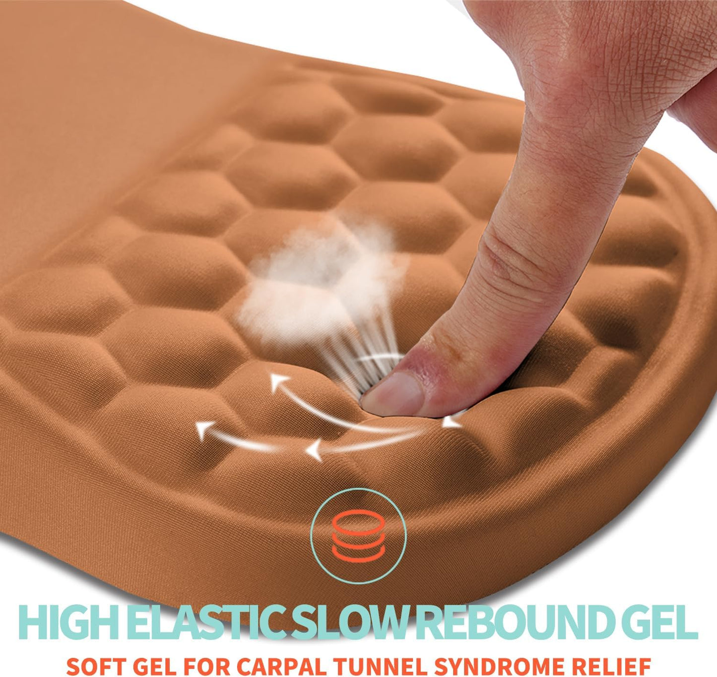 Ergonomic Mouse Pad Wrist Support with Memory Foam Massage Bulge, Carpal Tunnel Pain Relief Mousepad Wrist Rest for Mouse(12x8 inch, Sandy Brown)