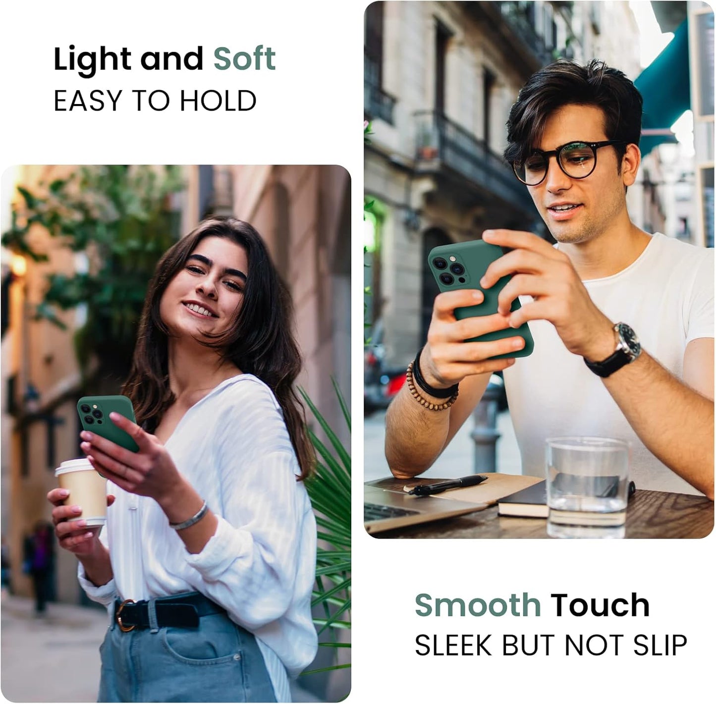 FireNova Designed for iPhone 15 Pro Max Case, Silicone Upgraded [Camera Protection] Phone Case with [2 Screen Protectors], Soft Anti-Scratch Microfiber Lining Inside, 6.7 inch, Midnight Green