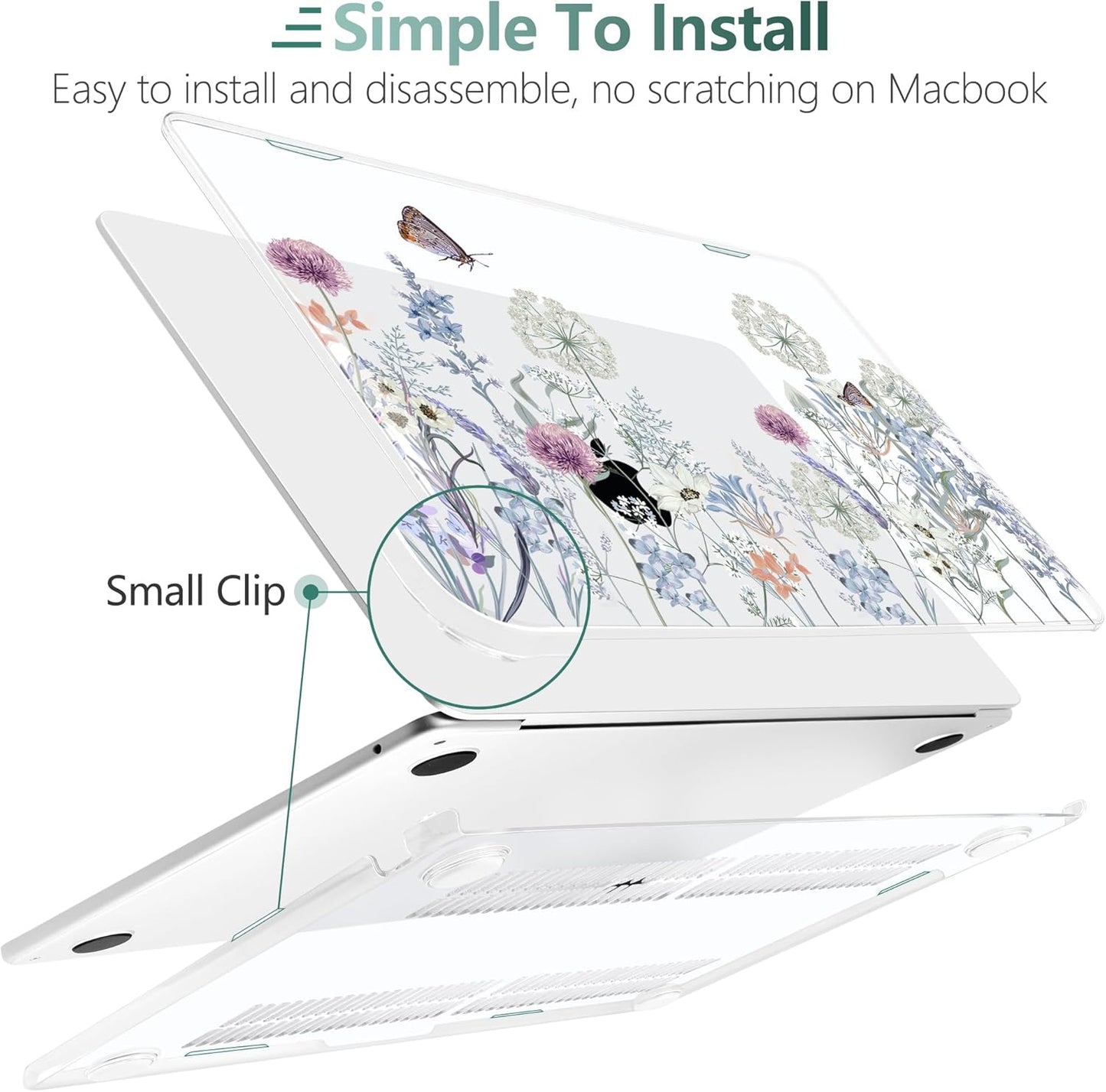 TWOLSKOO Compatible with M4 MacBook Air 15 inch Case 2025-2023 Released Model M4 A3241 M3 A3114 M2 A2941, Plastic Hard Shell & Screen Protector & Keyboard Cover & Type C Adapter, Dandelions