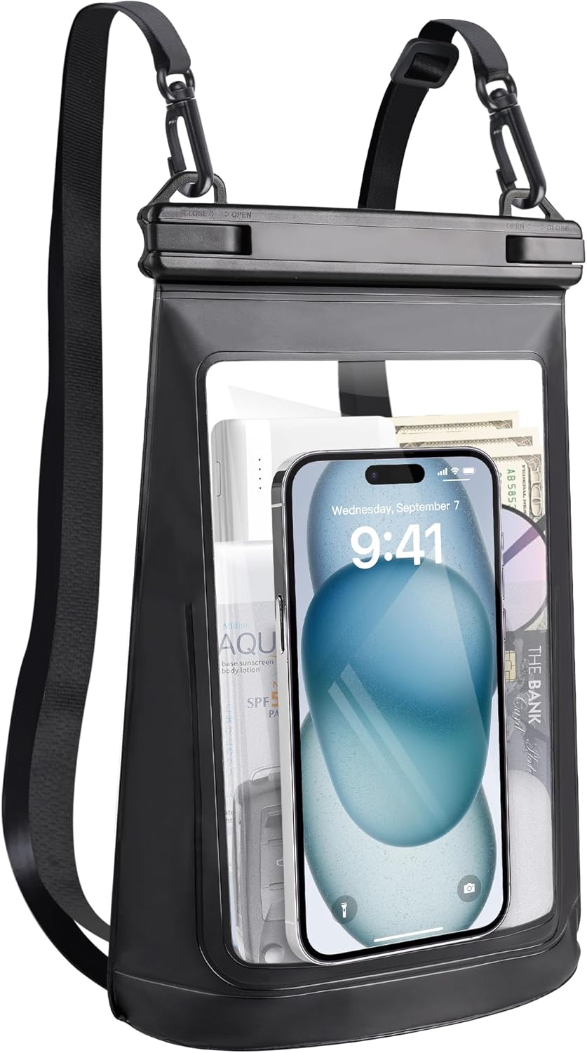 2L Waterproof Phone Pouch for iPhone 16 15 14 11 Pro Max & Galaxy S24 S21 - Floating Large Capacity Dry Bag Stores Sunscreen, Sunglasses - Oversized Waterproof Bag for Beach, Swimming, Kayaking