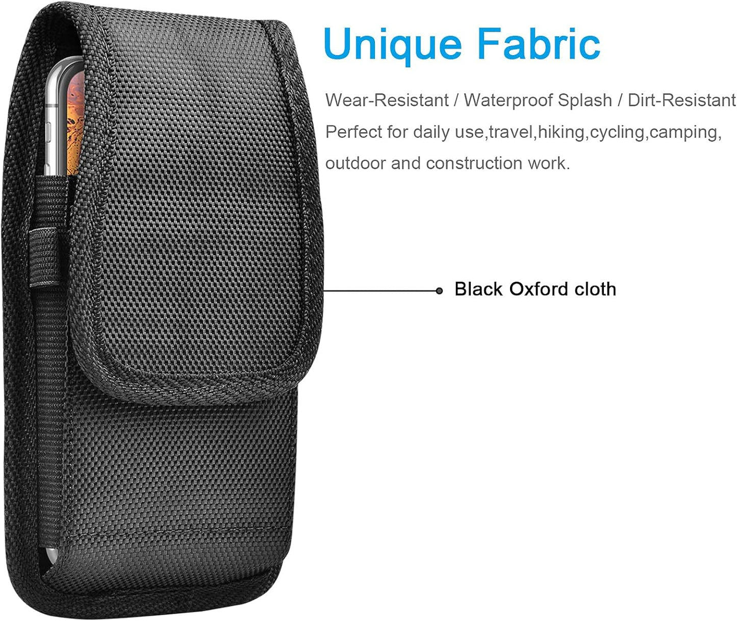 for Samsung Galaxy S25 Ultra S24 S23 S22 S21 S20 FE S10 S9 A03S A20 A50 A51 A16 A15 A14 A10e Holster Nylon Cell Phone Pouch Belt Holder Carrying Case with Clip,Black