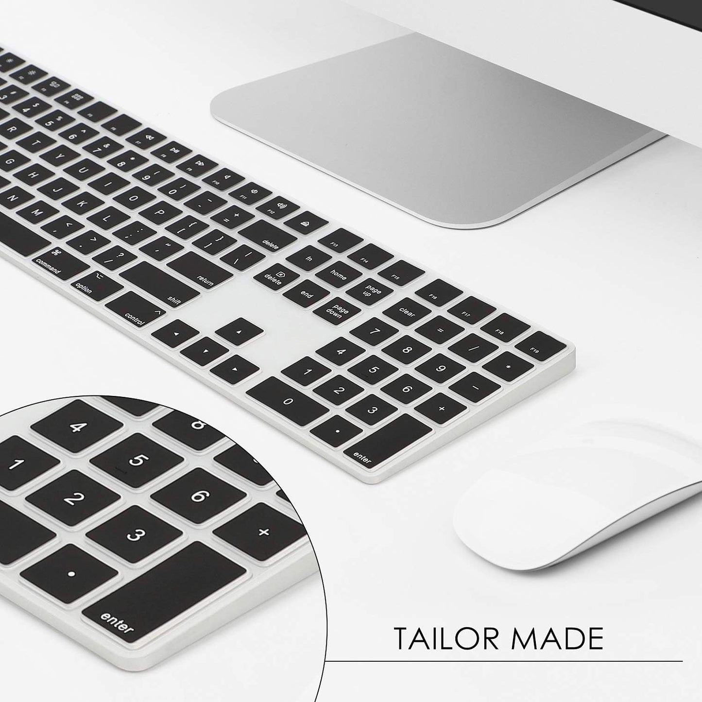 Allinside Black Cover for Apple iMac Magic Keyboard with Numeric Keypad MQ052LL/A A1843 US Layout