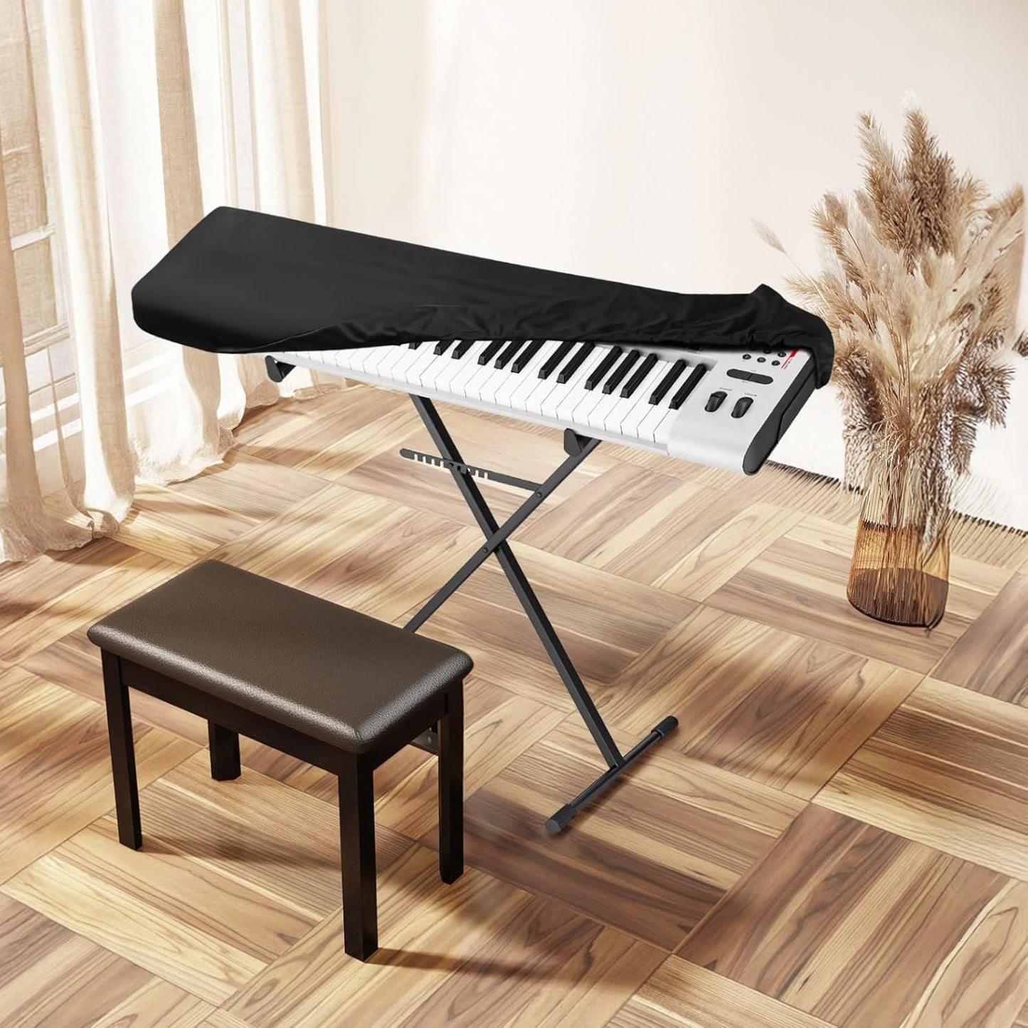 Piano Keyboard Dust Cover, 88 Key Electronic Piano Dust Cover, Waterproof Shield, Oxford Cloth, Ideal for Home and Studio, Black