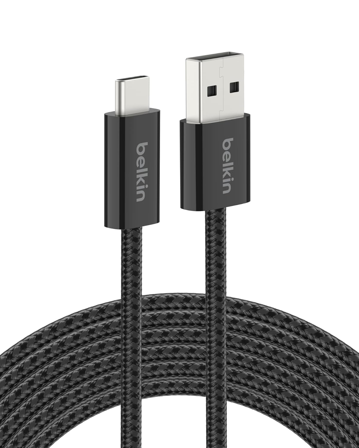 Belkin USB A to USB C Cable 2-Pack, 9.9ft, 15W - Type C Charger, iPhone Charger Cord, Soft, Braided, Flexible for iPhone 16 & 15, Galaxy S25, Pixel 9, iPad Pro, Airpods Pro, Switch & More - White