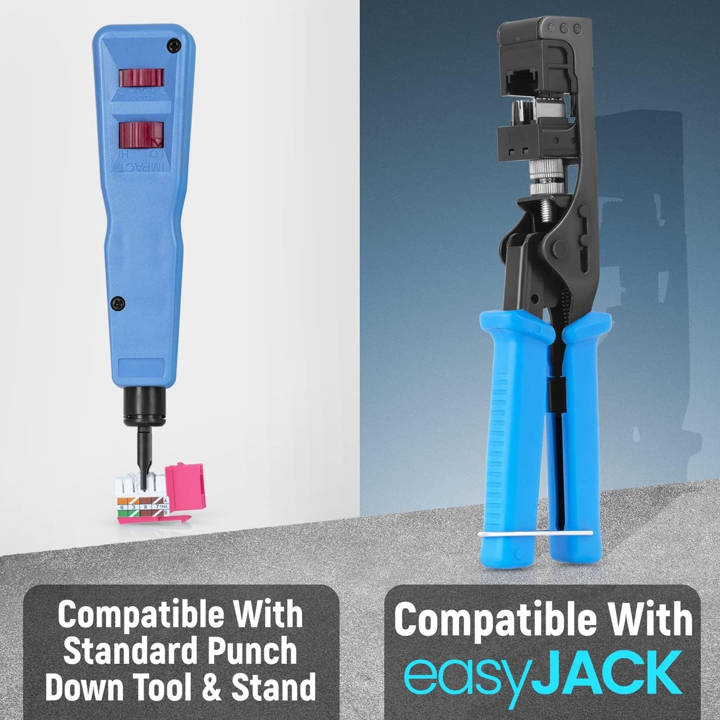 Everest 90° Angled RJ45 Cat6A Keystone Jacks 50-Pack in Pink - Slim Profile Female RJ45 Connectors - Cat 6A Keystone Jack - Compatible with 90° Angled Speed Termination Tool - easyJACK (B094WB91H3)