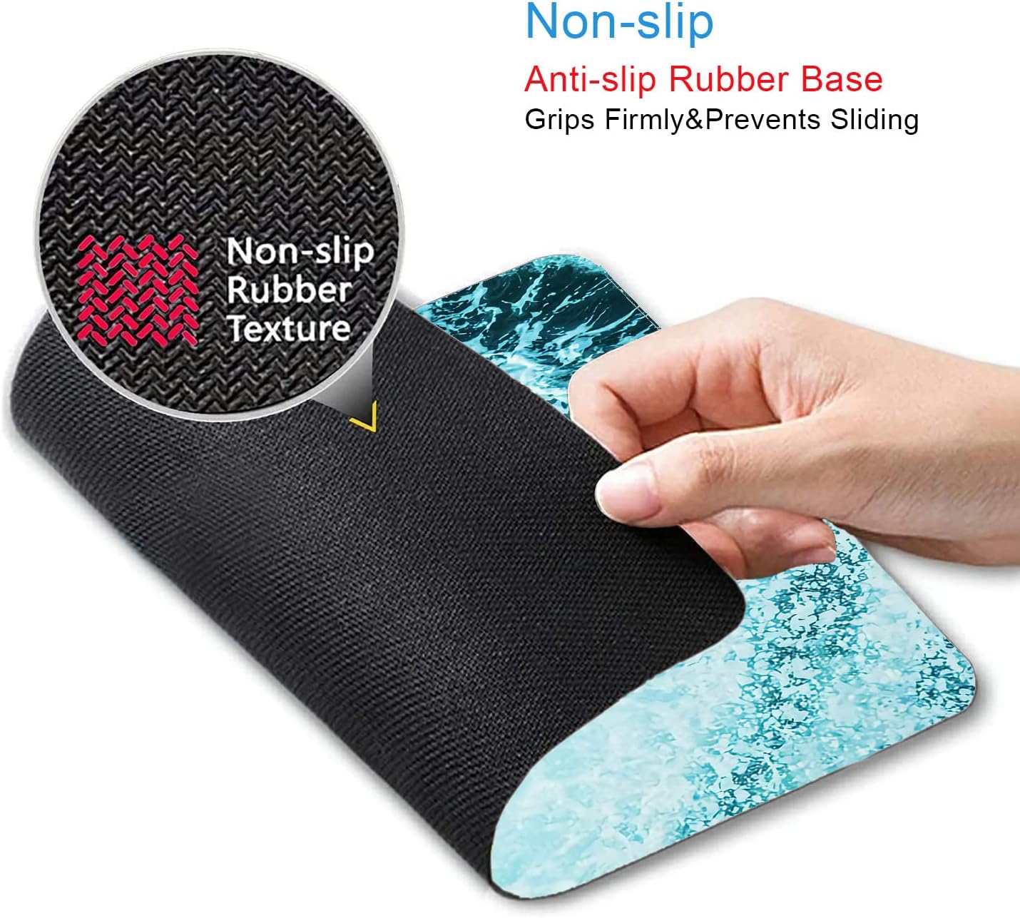 IMAYONDIA Blue Teal Green Sea Waves Mouse Pad, Square Ocean Mouse Pad Waterproof Non-Slip Rubber Base MousePads for Office Laptop, 9.5 inch x7.9 inch