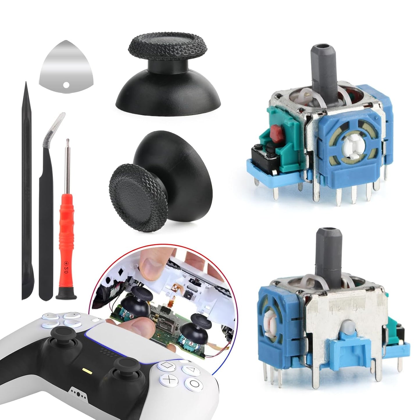 for PS5 Joysticks Replacement for Sony PlayStation 5 PS5 Controller Joystick Replacement for PS5 Analog Stick Replacement Module Potentiometer for PS5 Joystick Thumb Stick Replacement Part (2Pack)