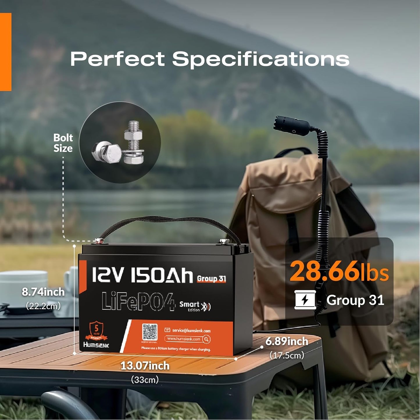 12V 150Ah LiFePO4 Lithium Battery 4 Pack- BCI Group 31 with Bluetooth | Built-in 110A BMS & Low-Temp Protection | 15000+ Deep Cycles for Solar RV Marine Off-Grid