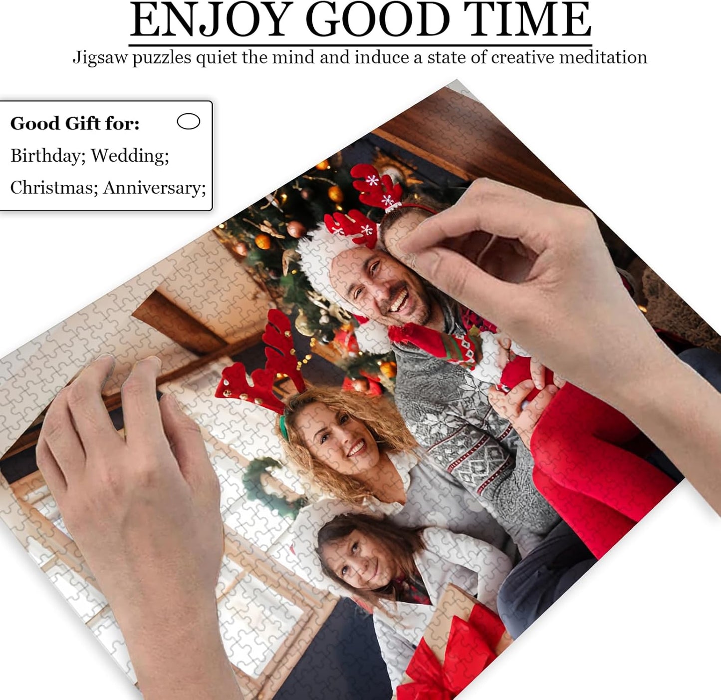 Custom Puzzle 120/200/300/500/1000/1500 Pieces, Personalized Puzzle from Your Own Photos, Customized Picture Jigsaw Puzzle Gift for Christmas Wedding Birthday Family