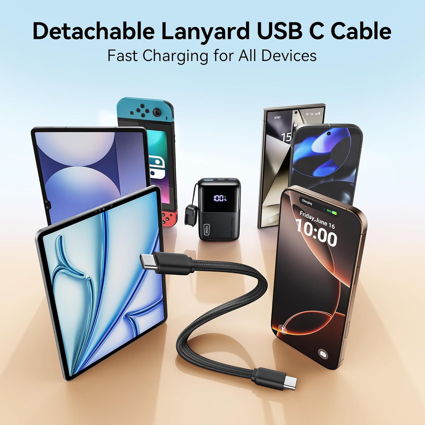 INIU Pocket Size Portable Charger, Ultra Small 10000mAh 45W PD Power Bank, USB C in&Out Fast Charging Battery Pack, Travel Essentials Powerbank for iPhone 16/15 Pro Max, iPad Air, Samsung S22 S27 etc