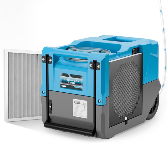 ALORAIR 264 Pitns LGR Commercial Dehumidifier with Pump, Up to 3,000 Sq.Ft Industrial Dehumidifier with Drain Hose Potable Wheels Design for Whole House, Basement, Warehouse, Garage, Blue